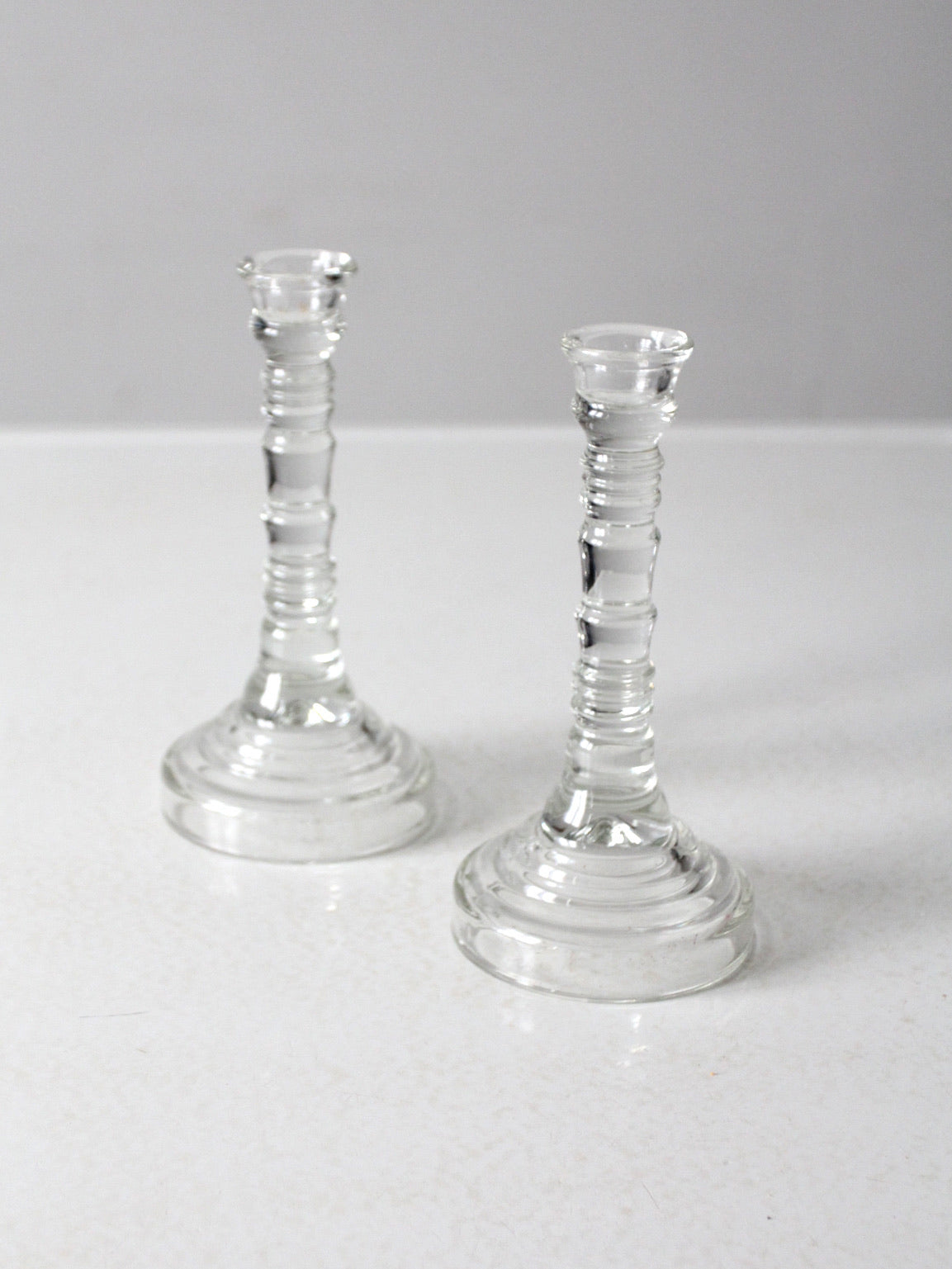 vintage Homco glass candlestick holders pair