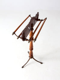 antique turned wood and iron towel stand