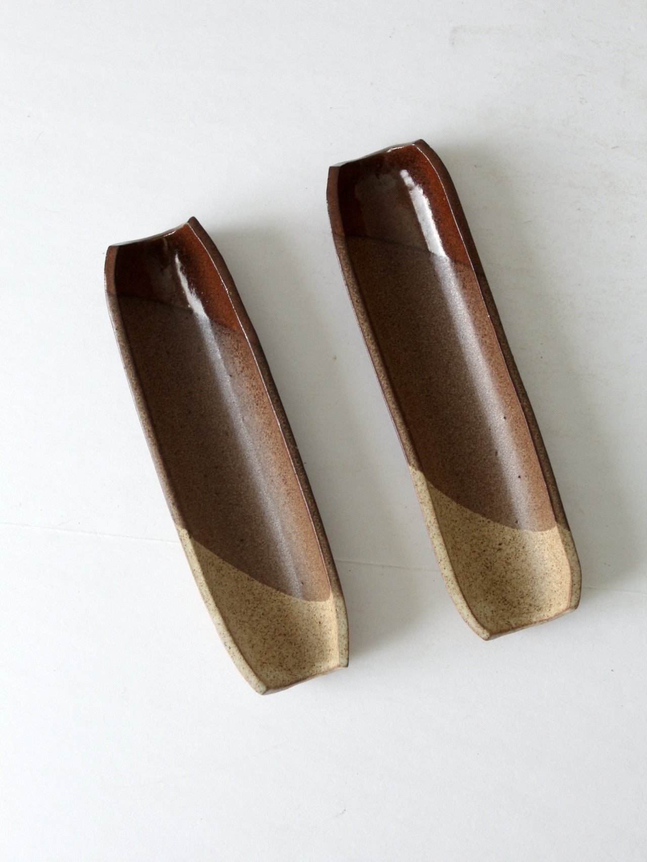 vintage studio pottery tray pair