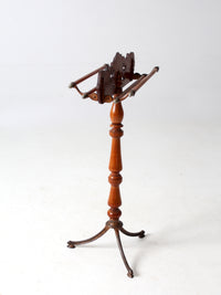 antique turned wood and iron towel stand