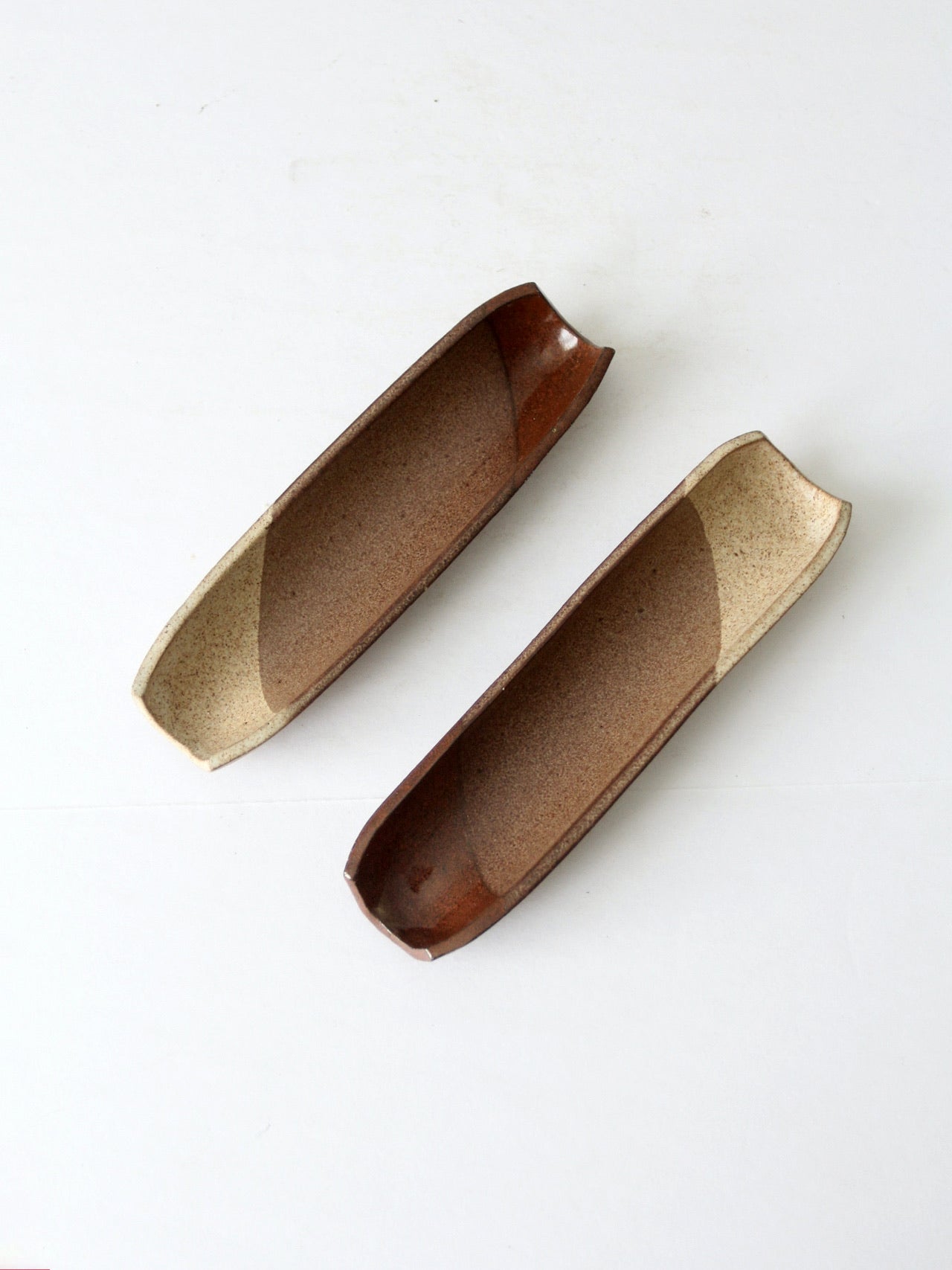 vintage studio pottery tray pair