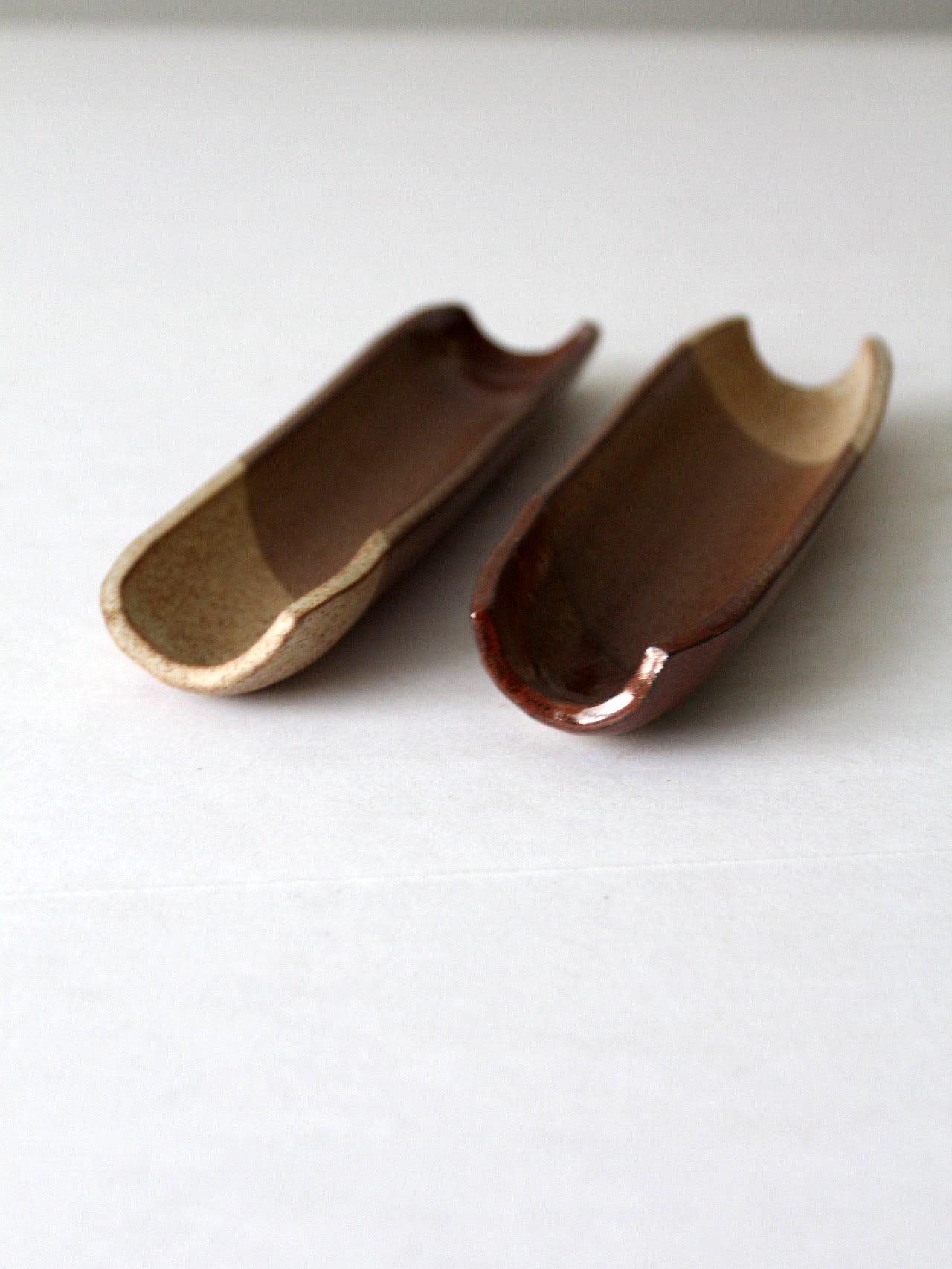 vintage studio pottery tray pair