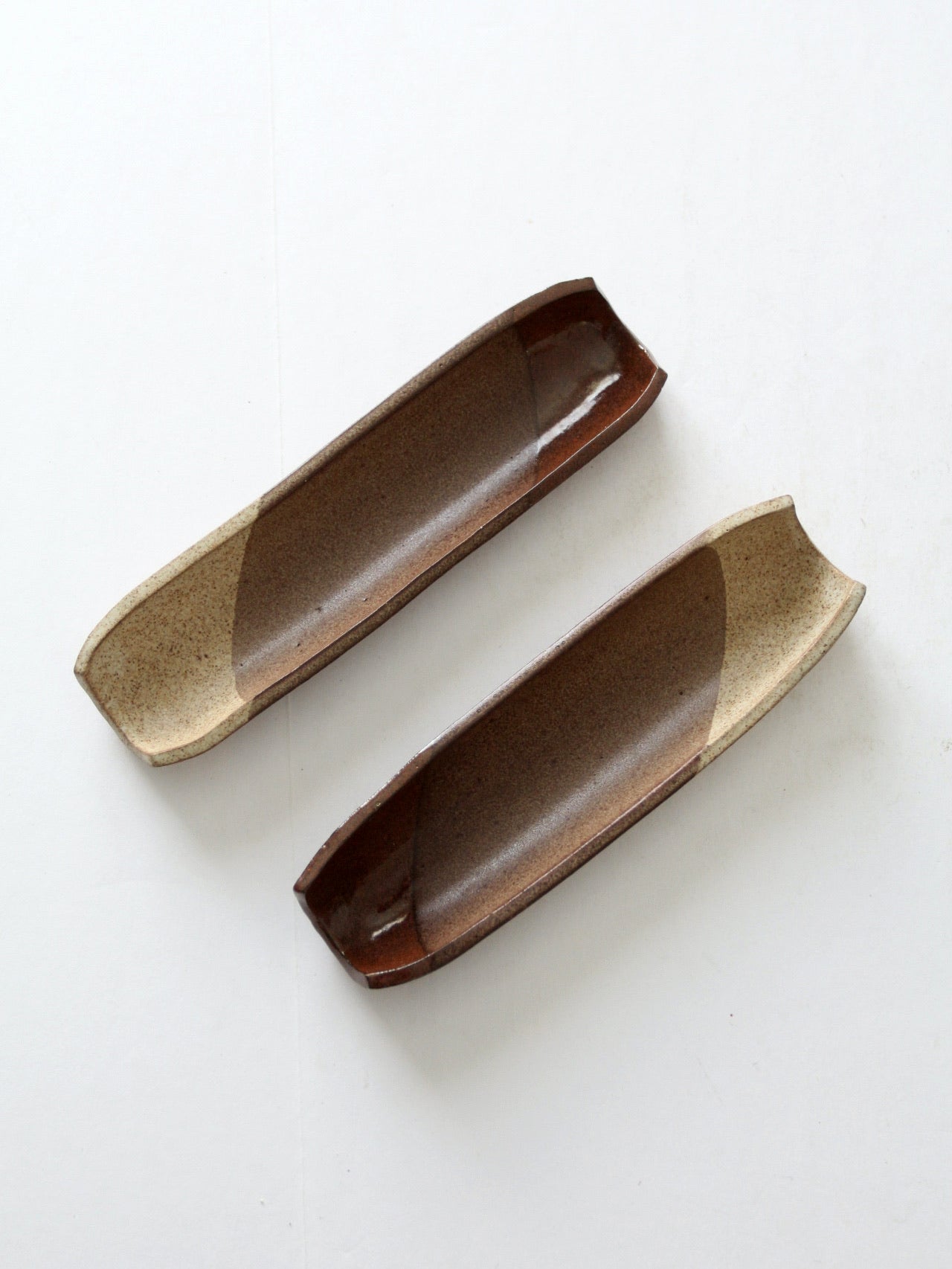 vintage studio pottery tray pair