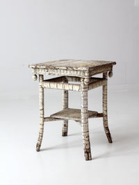 antique rustic white end table