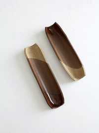 vintage studio pottery tray pair