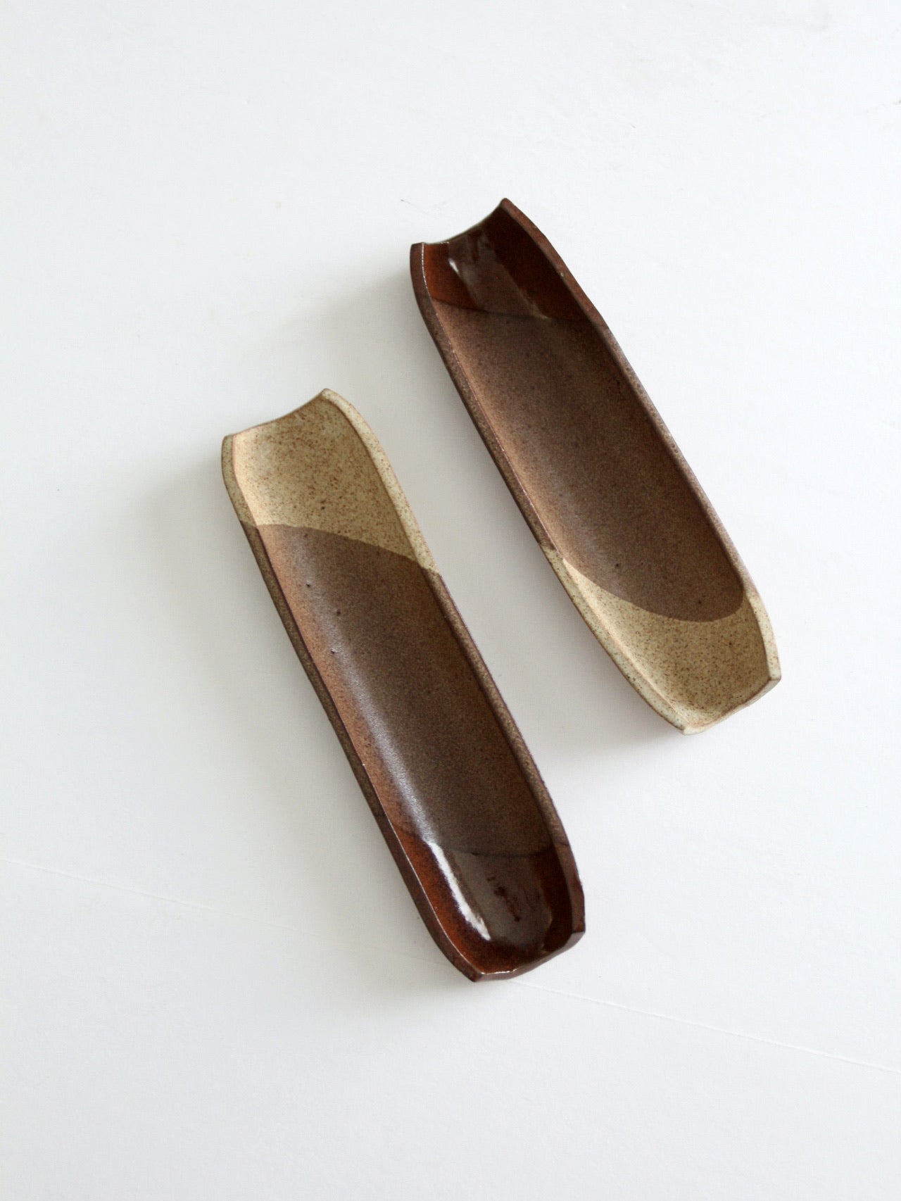 vintage studio pottery tray pair