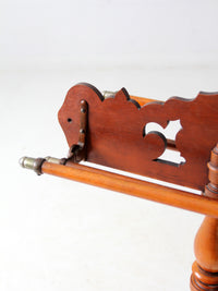 antique turned wood and iron towel stand