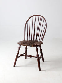 antique brace back Windsor chair with rush seat