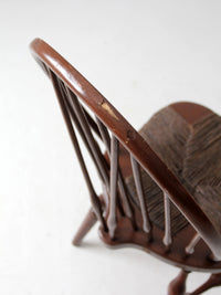 antique brace back Windsor chair with rush seat