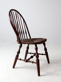 antique brace back Windsor chair with rush seat
