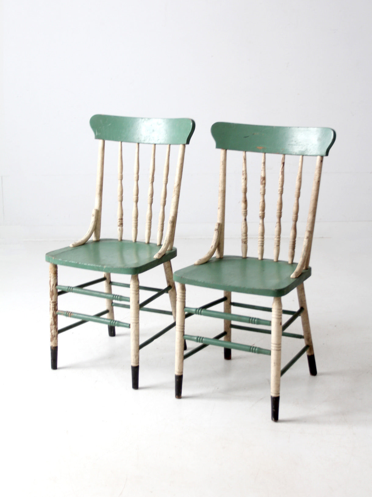 antique farmhouse chairs pair