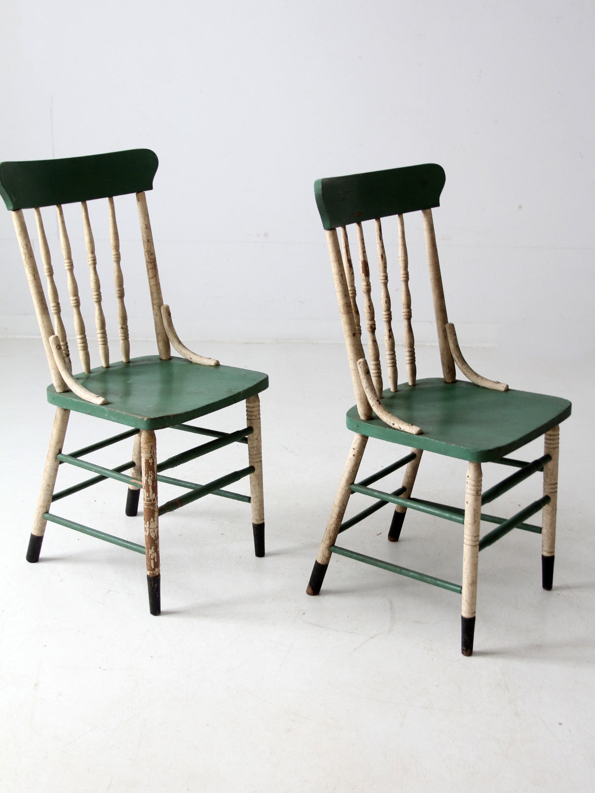 antique farmhouse chairs pair