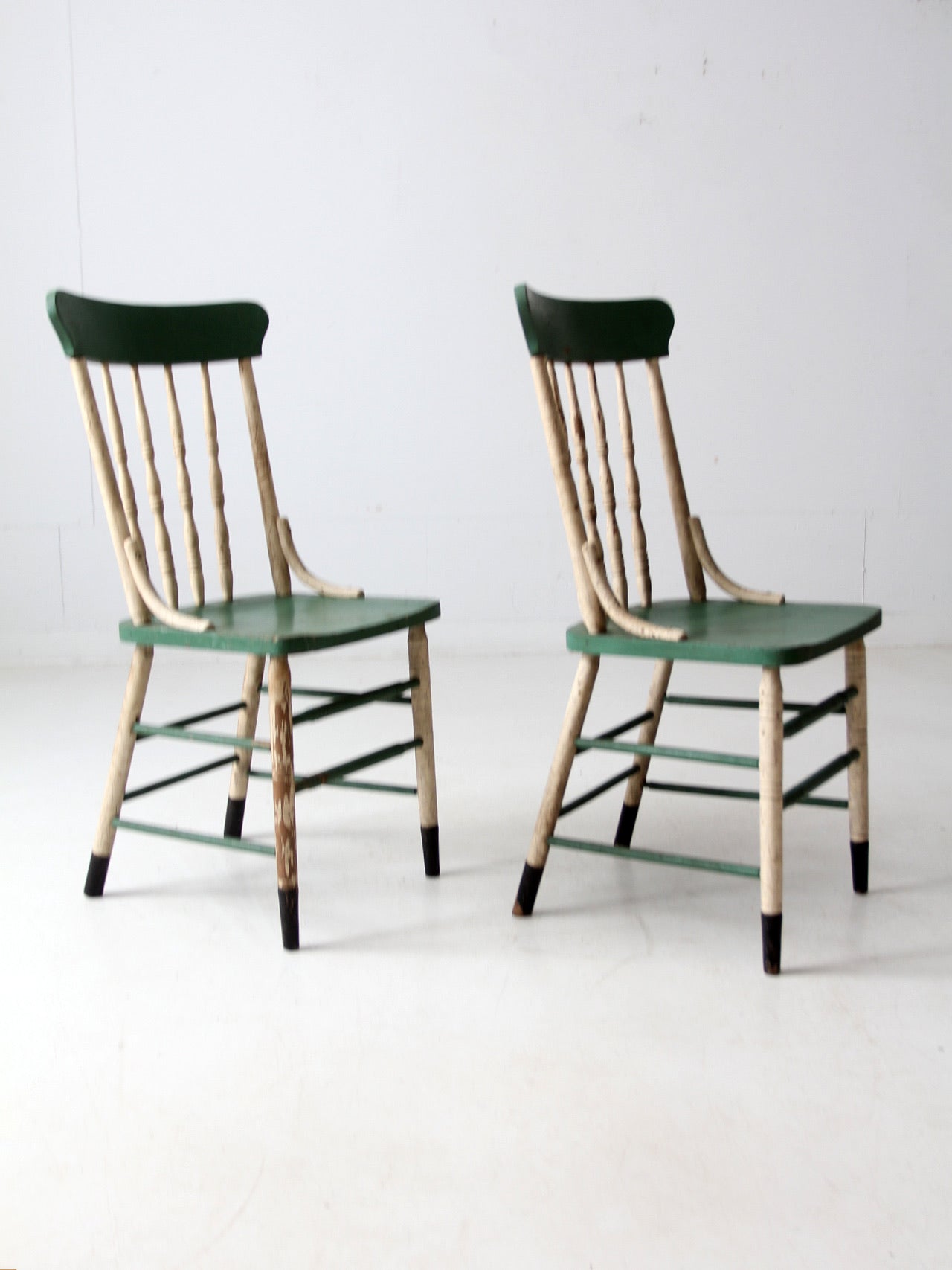 antique farmhouse chairs pair