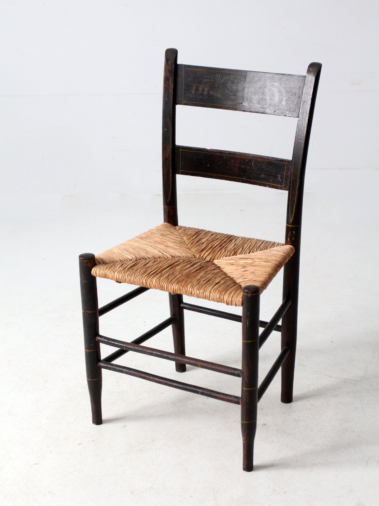 antique rush seat ladder back chair