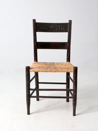 antique rush seat ladder back chair