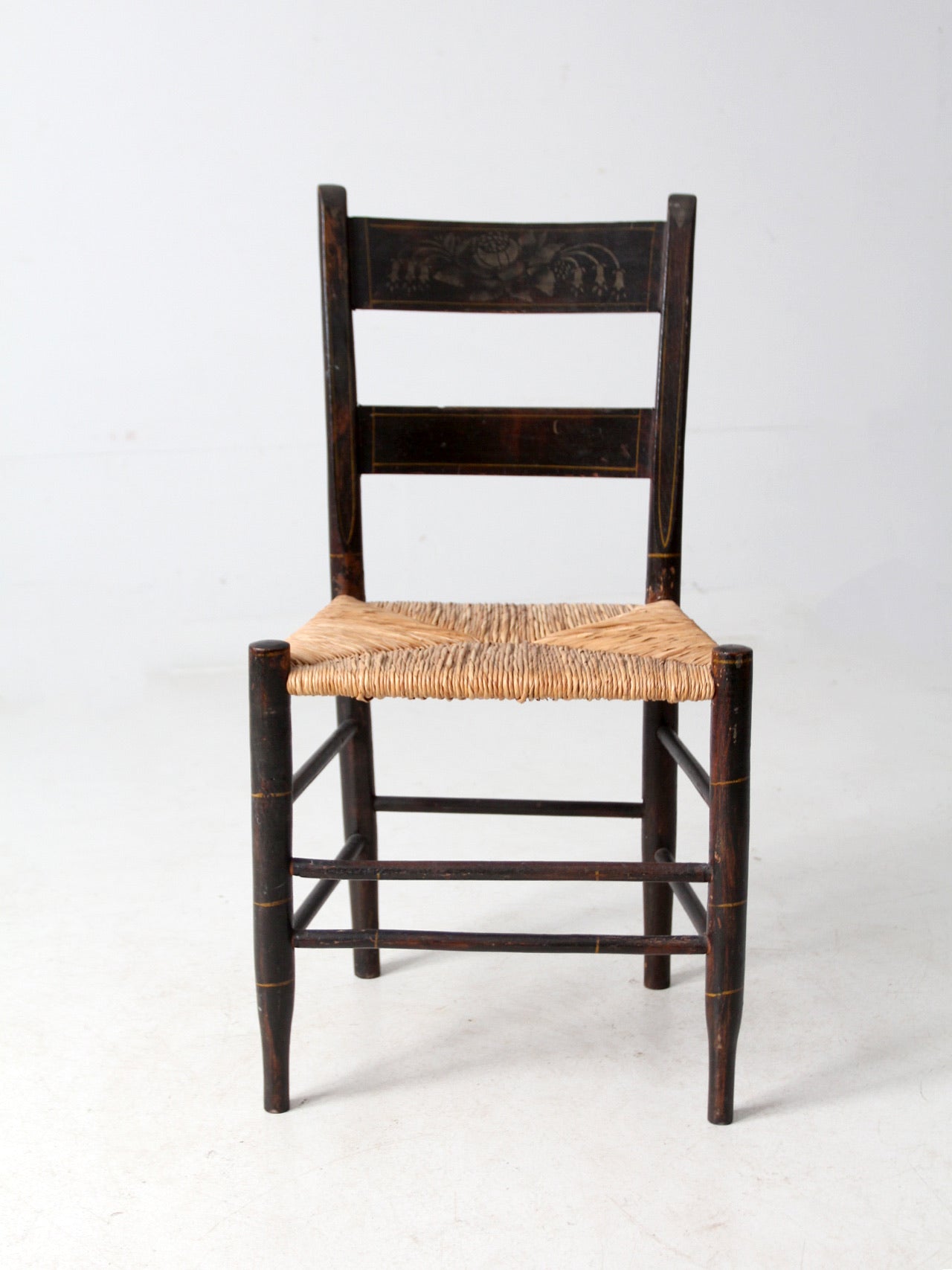antique rush seat ladder back chair