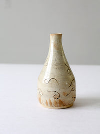 vintage etched studio pottery vase