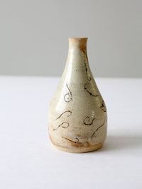 vintage etched studio pottery vase