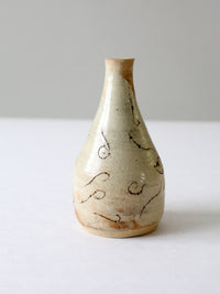 vintage etched studio pottery vase