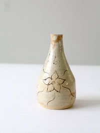 vintage etched studio pottery vase