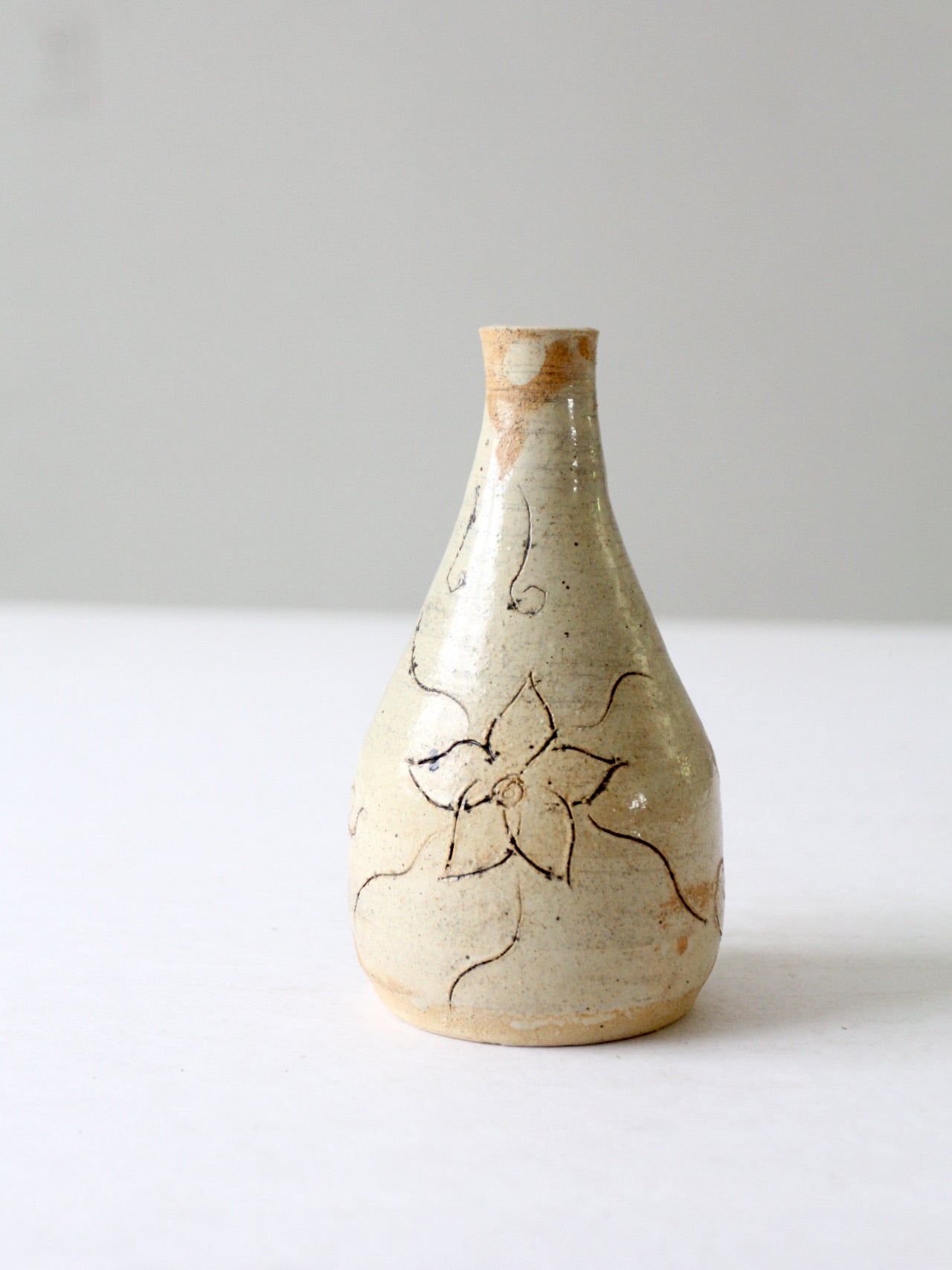 vintage etched studio pottery vase