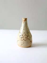 vintage etched studio pottery vase