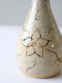 vintage etched studio pottery vase