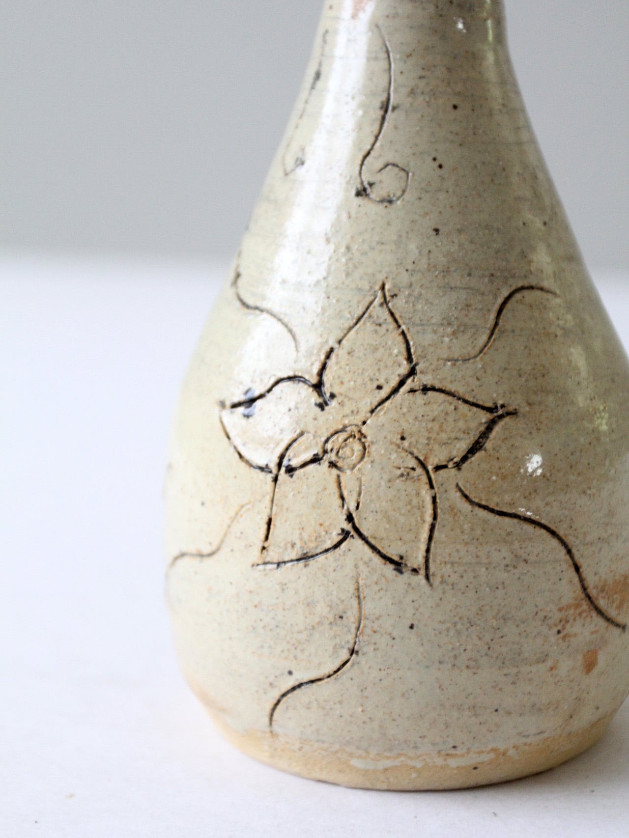 vintage etched studio pottery vase