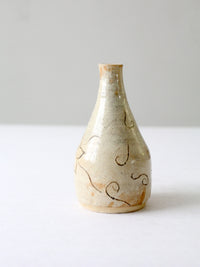 vintage etched studio pottery vase