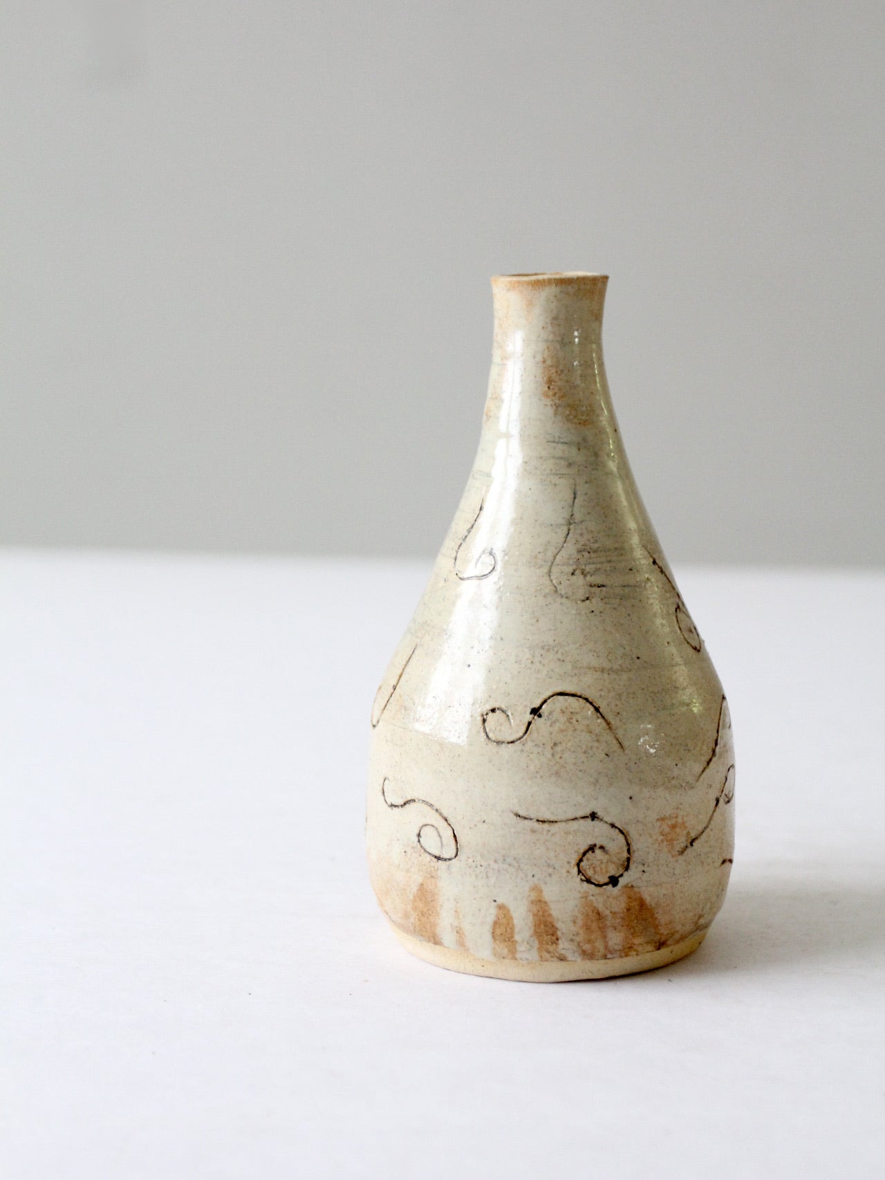 vintage etched studio pottery vase