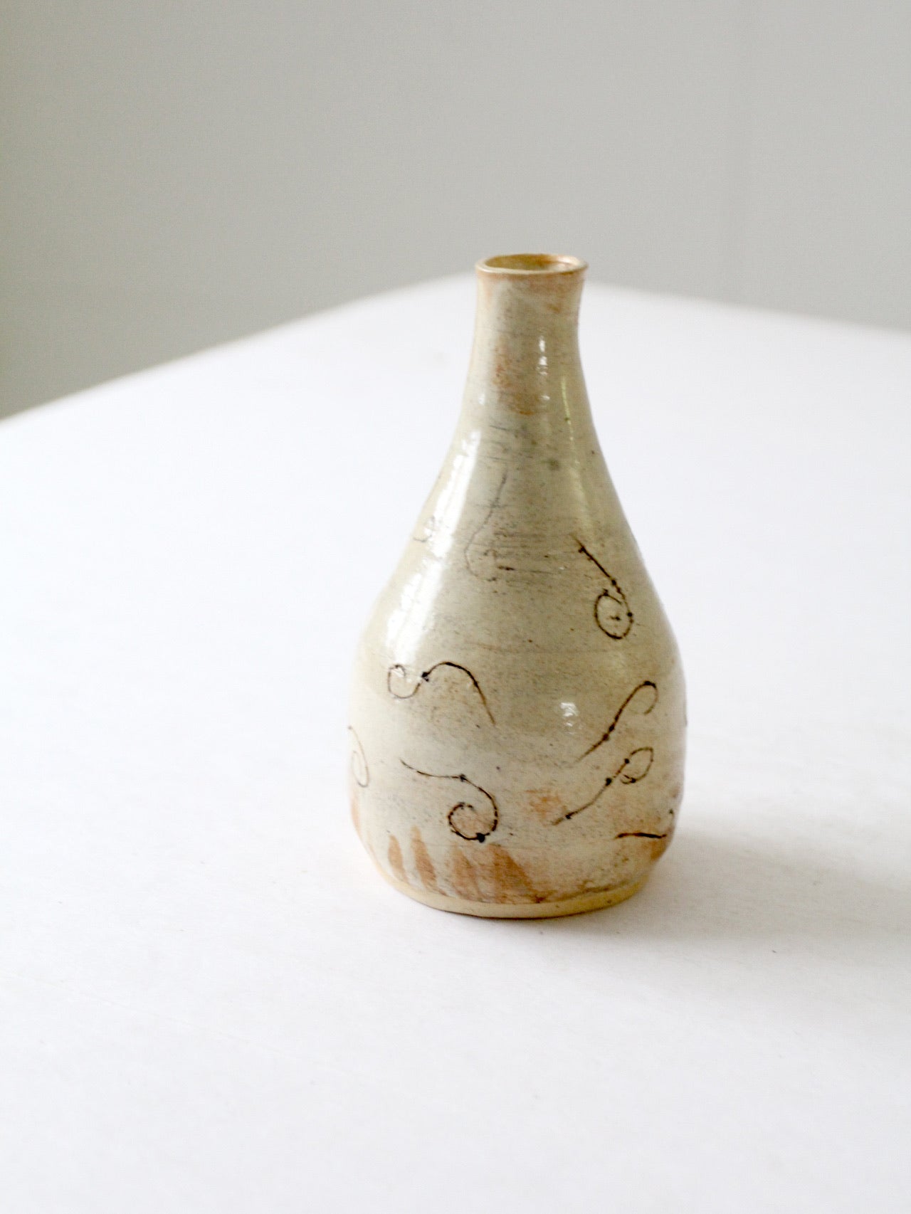 vintage etched studio pottery vase
