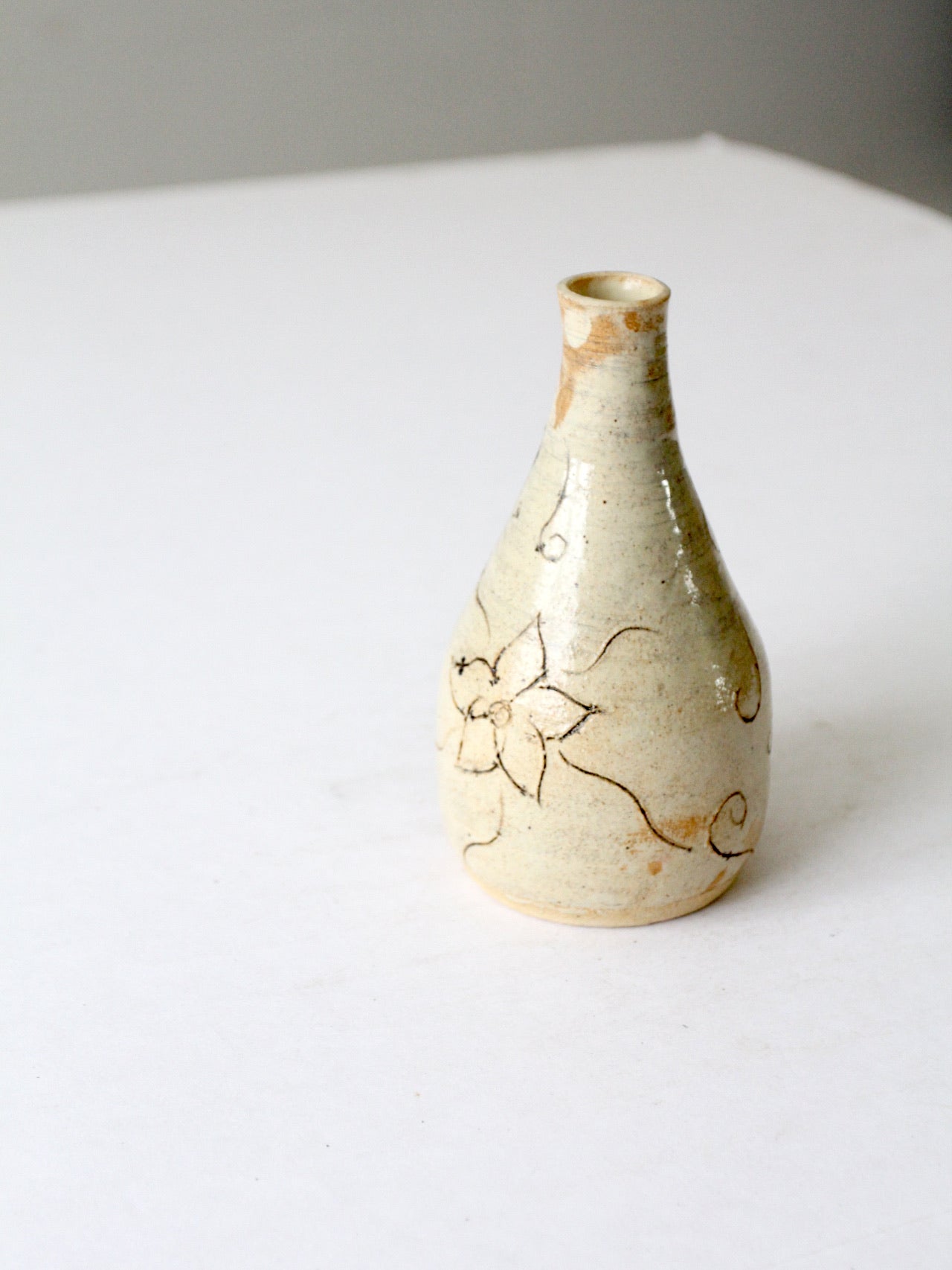 vintage etched studio pottery vase