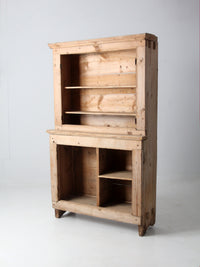 antique rustic pine hutch cabinet
