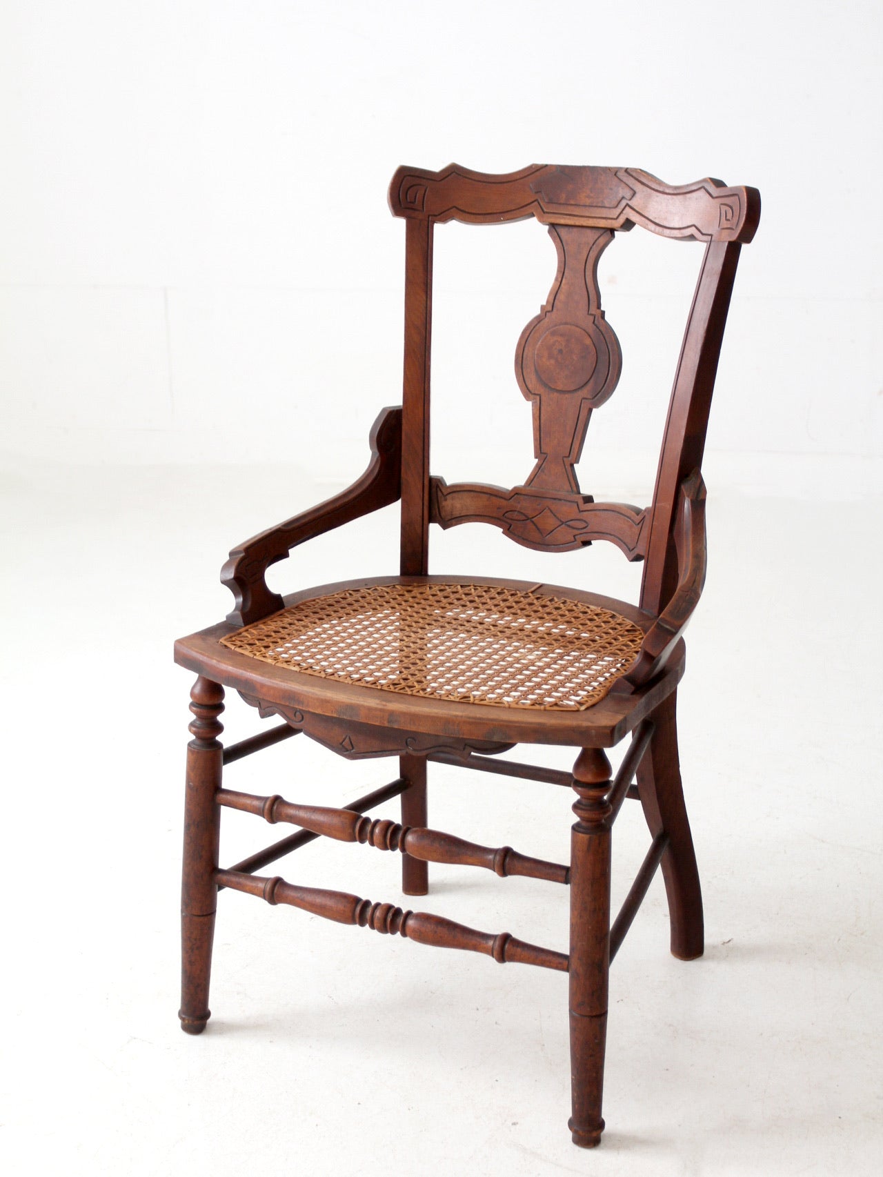 antique Victorian Eastlake cane seat chair