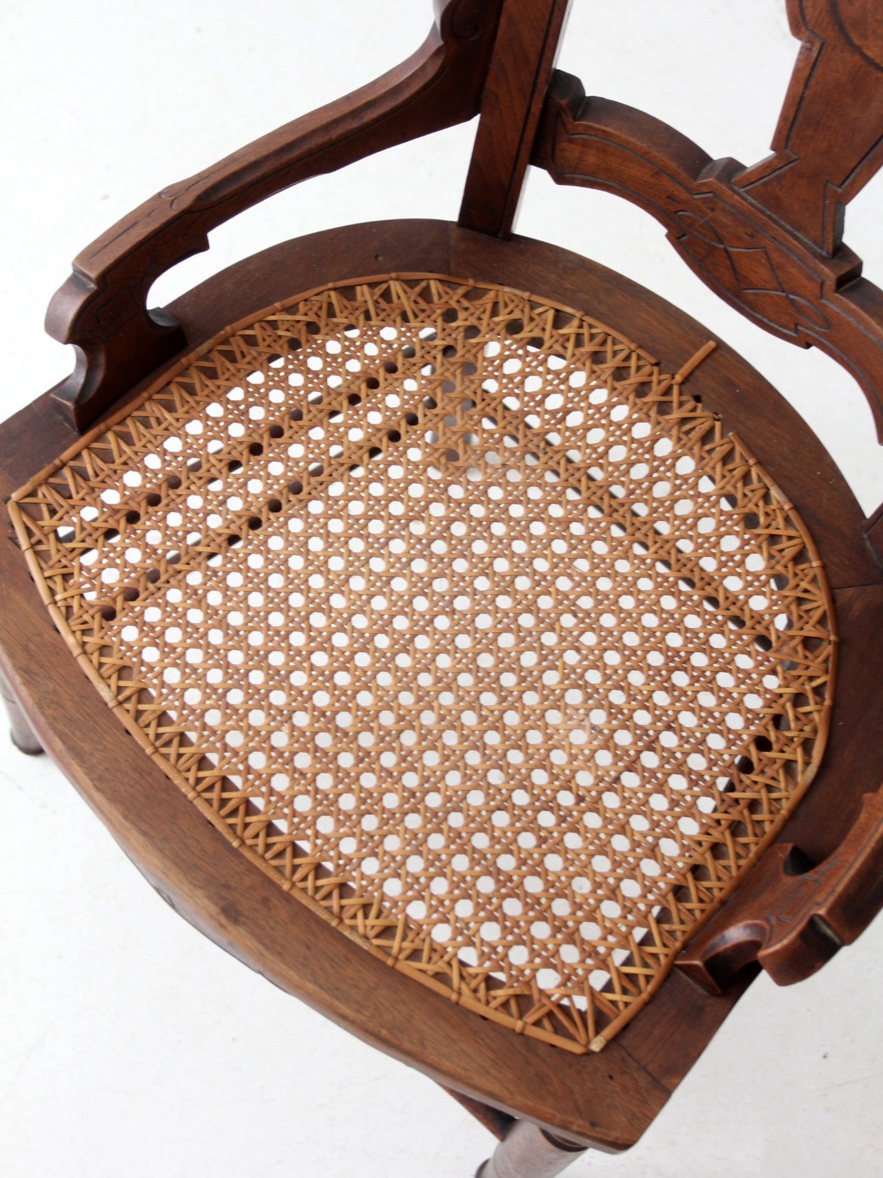 antique Victorian Eastlake cane seat chair