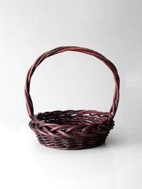 vintage burgundy woven basket