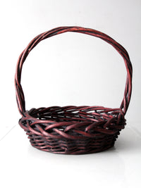 vintage burgundy woven basket