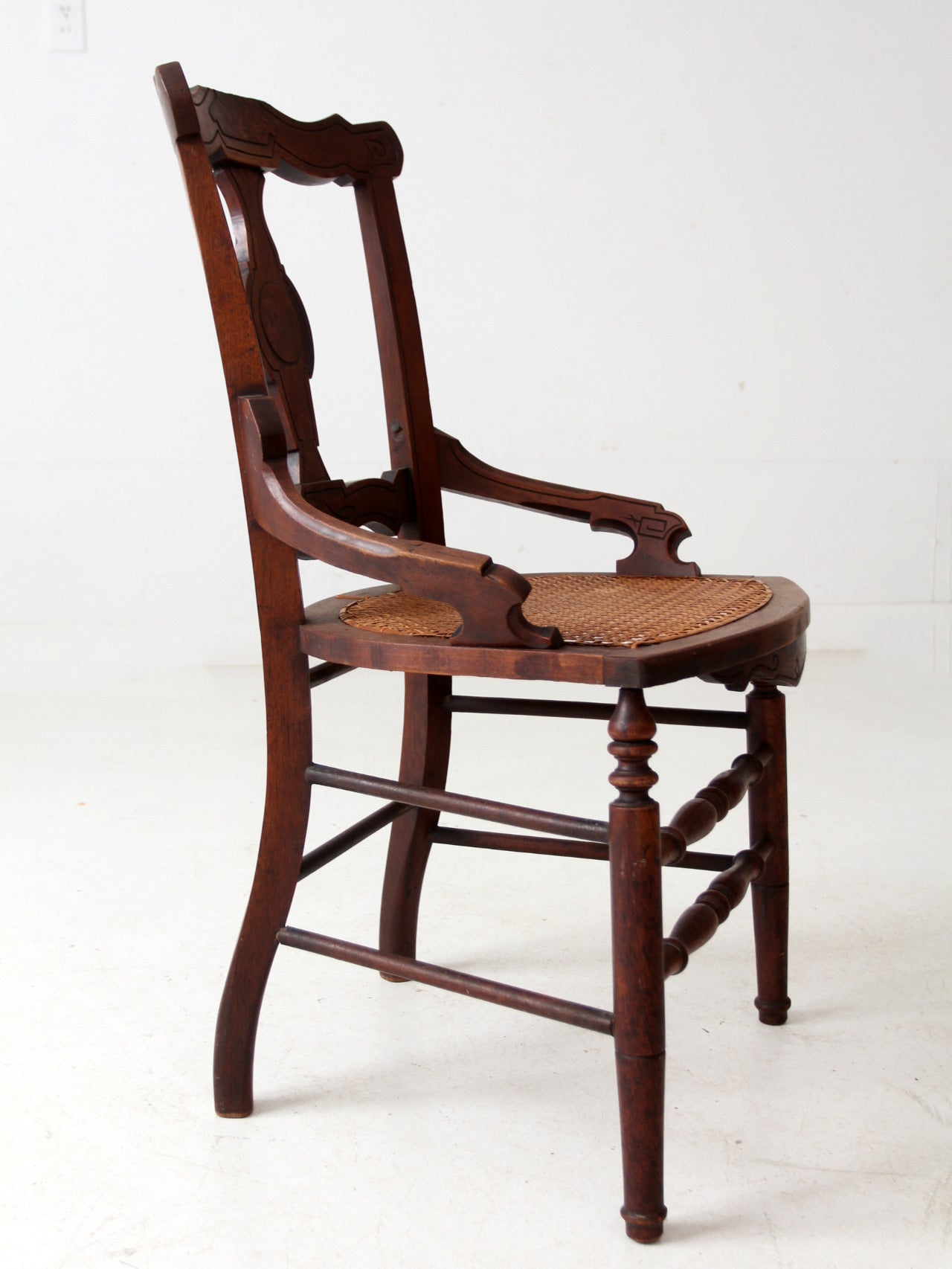 antique Victorian Eastlake cane seat chair