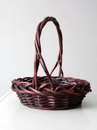 vintage burgundy woven basket
