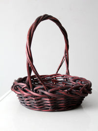 vintage burgundy woven basket