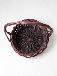 vintage burgundy woven basket