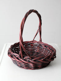 vintage burgundy woven basket