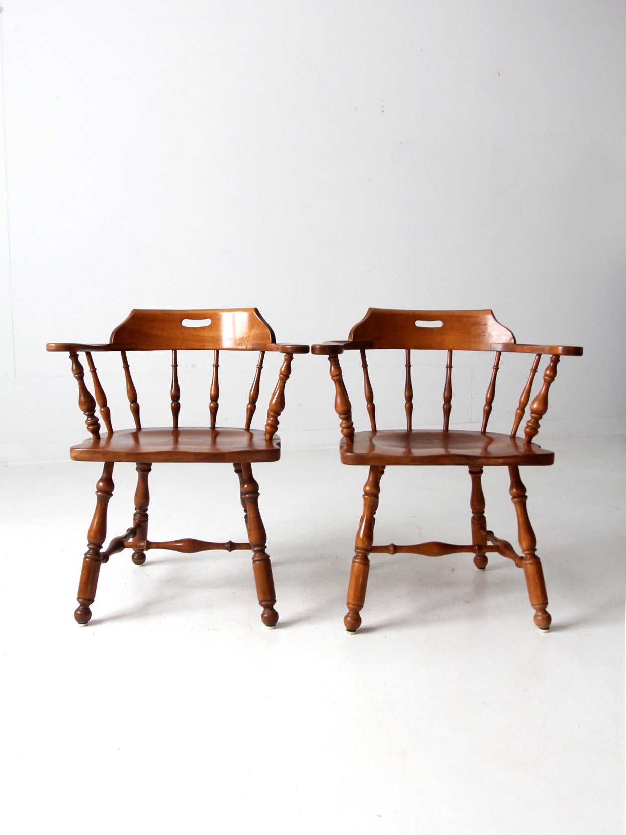 vintage Ethan Allen Colonial style pub dining chairs pair – 86 Vintage