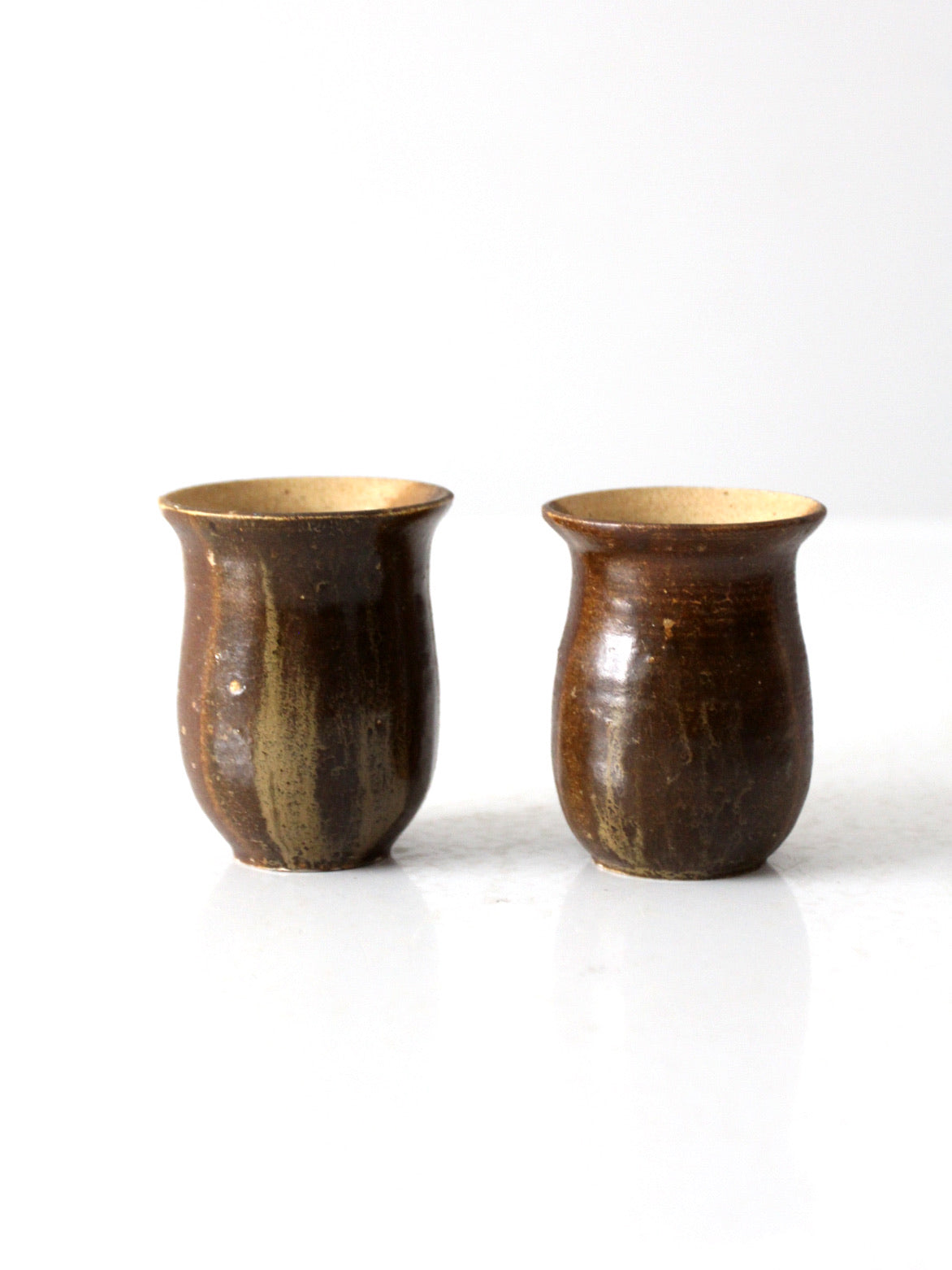 vintage studio pottery cups pair