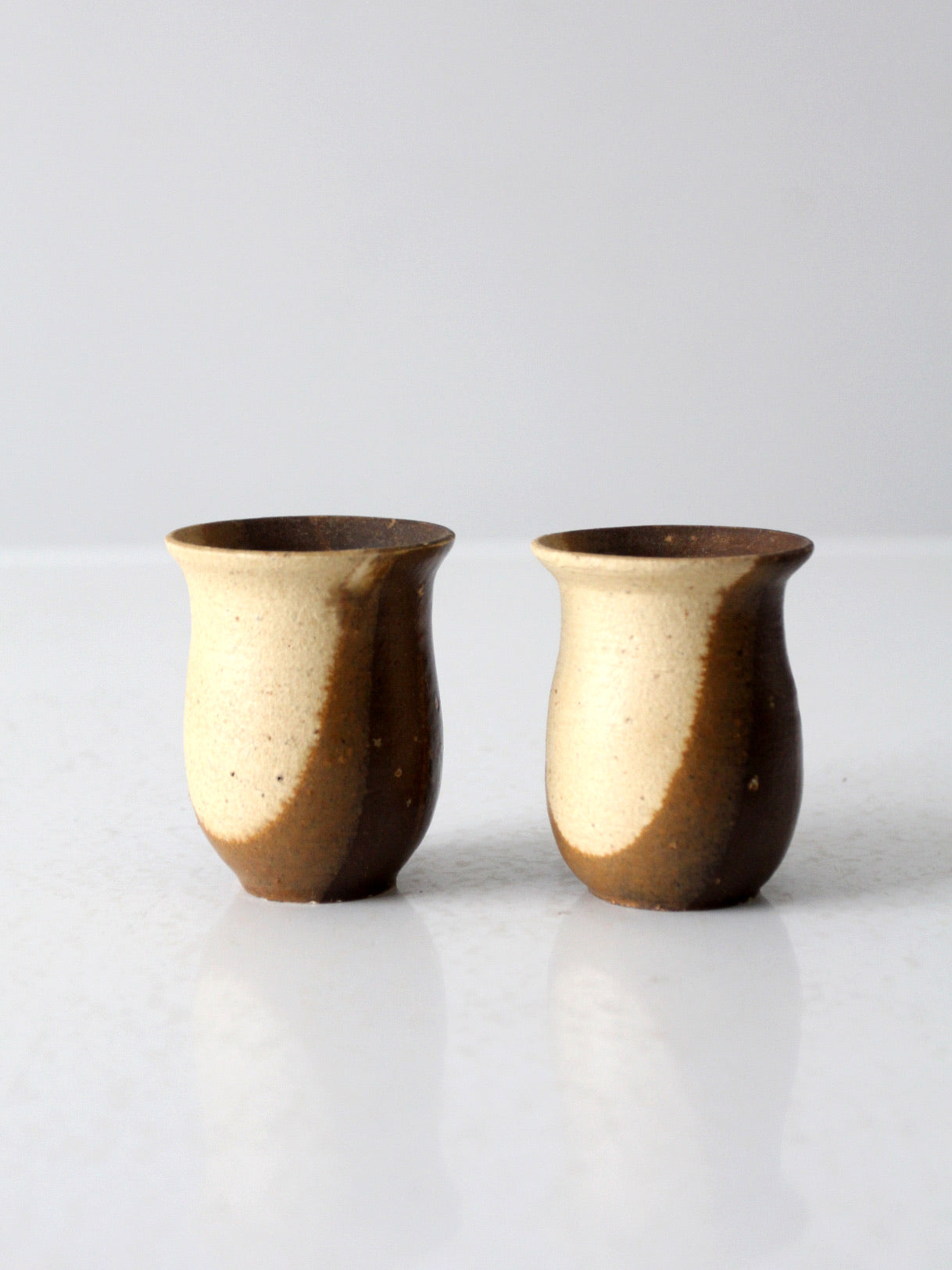 vintage studio pottery cups pair