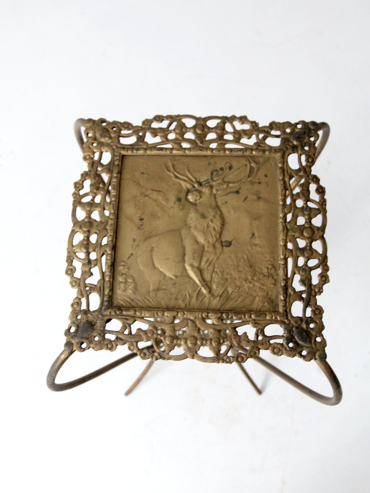 antique Victorian cast brass side table or plant stand