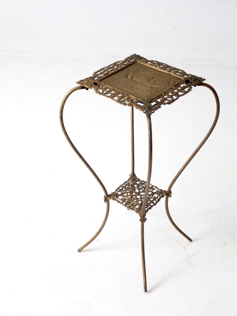 antique Victorian cast brass side table or plant stand