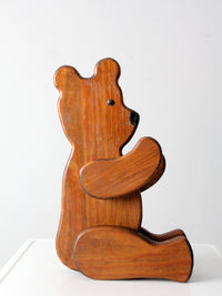 vintage folk art wooden teddy bear