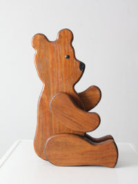 vintage folk art wooden teddy bear