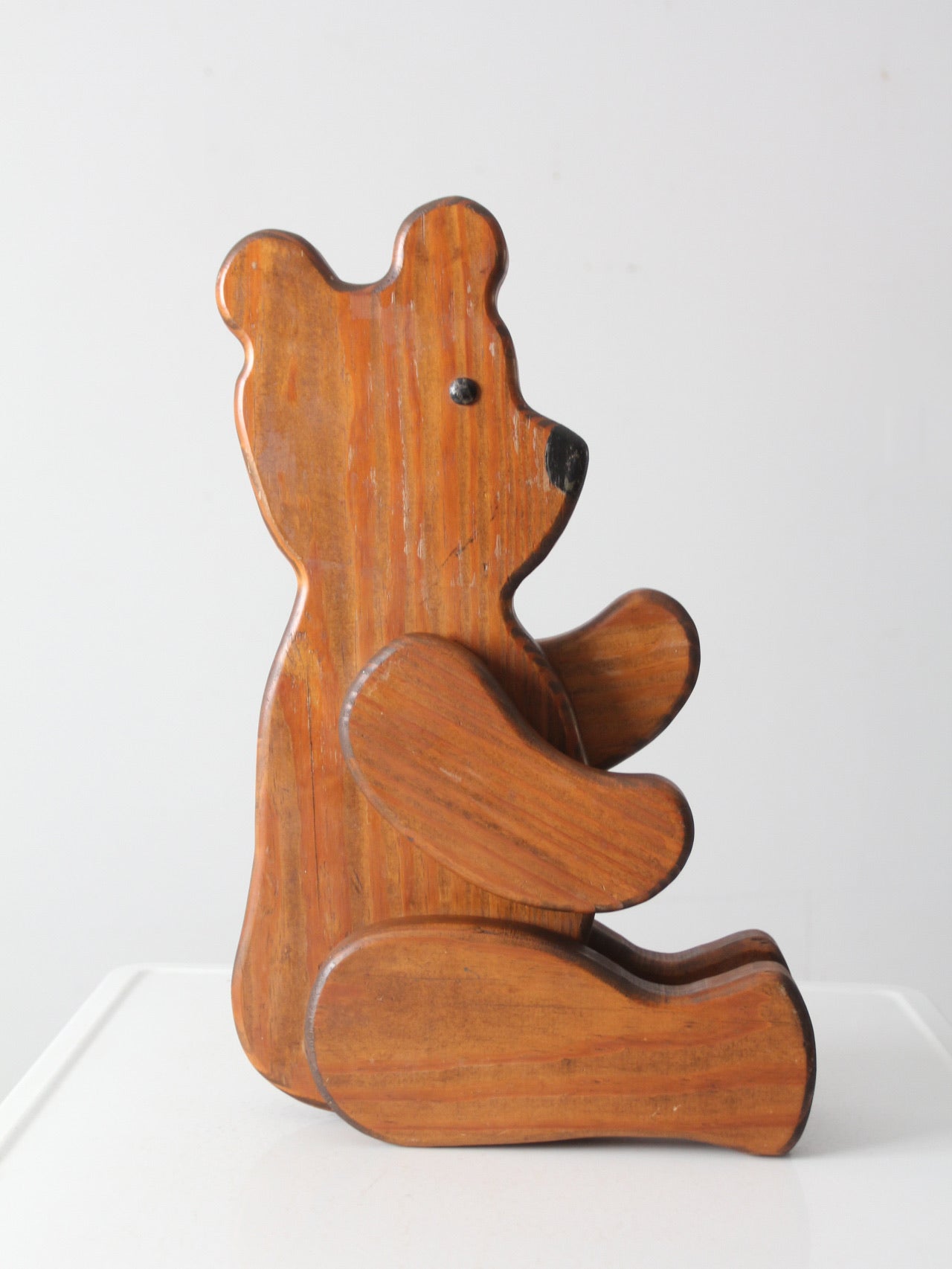 vintage folk art wooden teddy bear